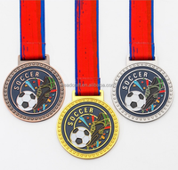 Médailles de football personnalisées, trophées de football sur mesure, faible MOQ, alliage de zinc moulé sous pression 3D, récompenses sportives en gros, or, argent