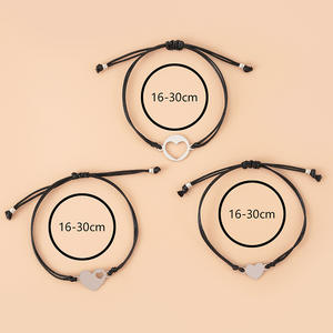 3 unids/set familia 3 generaciones de la pulsera <span class=keywords><strong>para</strong></span> las mujeres encanto ajustable cuerda tejida corazón mamá abuela hija amante de la joyería, regalos - Product Image 5