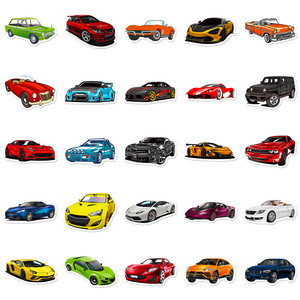 100 Pezzi Adesivi in PVC Colorati Mini Auto da Corsa <span class=keywords><strong>JDM</strong></span>, Stampa Fustellata con Motivi Cartoon, Finitura Lucida/Opaca per Decorazione - Product Image 4