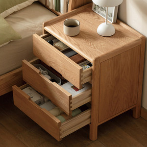 OEM Nordic Solid Wood <strong>Bedside</strong> Table Bedroom Storage <strong>Cabinet</strong> Modern and Simple Storage <strong>Cabinet</strong> <strong>Oak</strong> Three Drawer <strong>Bedside</strong> <strong>Cabinet</strong> - Product Image 2
