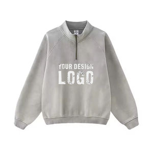 Sweat-shirts pour hommes en gros, OEM, épaules tombantes, couleur dégradée, polaire, automne-hiver, demi-zip, col montant - Product Image 1