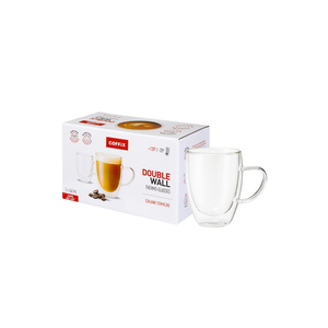 Verres thermiques à double paroi avec poignée pour café, lot de 2, 340 ml, tasses à café isolées résistantes à la chaleur, mugs en verre transparent réutilisables - Product Image 1