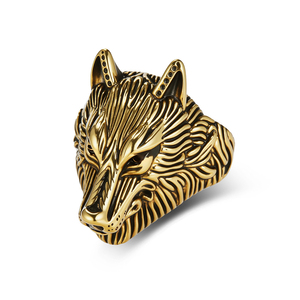 Modischer Edelstahlring, beliebter Retro-Wikinger-Wolfskopfring, Herren-Punk-Drachen-Tierring, Schmuckgeschenke - Product Image 4
