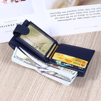Dompet Kartu Sederhana HASSION Custom, Anti-RFID, Lapisan Poliester, Lipat Pendek untuk Pria