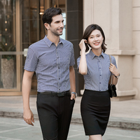 Chemise habillée décontractée pour homme à manches courtes, respirante, en popeline écologique, infroissable, anti-rétrécissement, à rayures, avec fermeture à ceinture, formelle, ODM