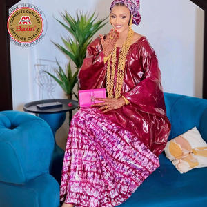 Robe <span class=keywords><strong>Boubou</strong></span> Dashiki Africaine en Bazin Riche Imprimé Parfumé de Qualité Supérieure, Tenue Traditionnelle Originale du Mali pour Mariage - Product Image 1