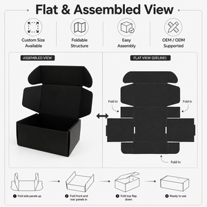 Premium <b>Black</b> Recycled Materials Mailing <b>Boxes</b> with Matt Lamination & Embossing Custom Made for Clothing & <b>Gift</b> Packaging - Product Image 3