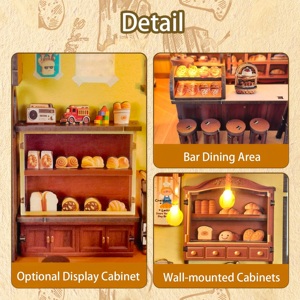 Kit <span class=keywords><strong>Puzzle</strong></span> <span class=keywords><strong>3D</strong></span> in Legno Fai-da-Te 'Mini Time Bakery' con Luci LED, Decorazione Fatta a Mano per Libreria, Modello Artigianale di Facile Assemblaggio per <span class=keywords><strong>Adulti</strong></span> - Product Image 4