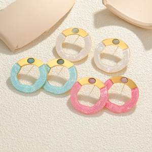 Geometrische Kreis-Ohrstecker für Damen aus 18 Karat vergoldetem Edelstahl <span class=keywords><strong>E952</strong></span> - Product Image 1