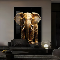 Décoration murale moderne en cristal et porcelaine de style indien, éléphant doré de luxe, cadre photo avec lumière LED