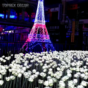 Sculpture florale LED étanche commerciale allumant IP65-Décor de motif de <span class=keywords><strong>rose</strong></span> personnalisable pour jardins, événements et espaces publics - Product Image 4