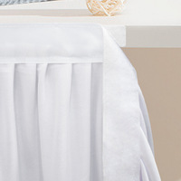 Jupe de table plissée en polyester blanc avec bande auto-agrippante, nappe lavable pour décoration de mariage, anniversaire, fête ou événement