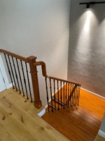 Marches d'escalier en bois de chêne rouge américain de haute qualité ECT, design d'escalier droit en acier inoxydable