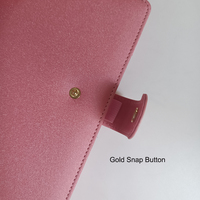 Organisateur de budget portable personnalisé en cuir PU rose A6 avec enveloppes pour argent, couverture de planificateur et reliure à anneaux dorés moderne