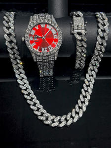 Conjunto de reloj y cadena <span class=keywords><strong>cubana</strong></span> de oro grande de metal estilo hip-hop exagerado para hombre y mujer, ideal para fiestas, reuniones anuales y ocasiones festivas. - Product Image 5