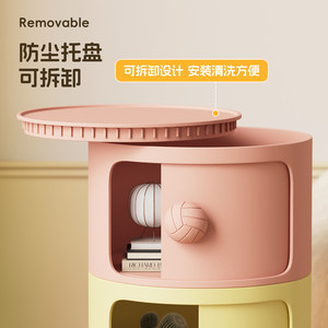 Cute Ball Shape Storage <b>Cabinet</b> With Button Handle For Bedroom <b>Desk</b> Organization Multifunctional PP Material - Product Image 5