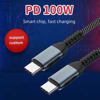 Kabel Data pengisian cepat, kabel Data pengisian cepat, jalinan nilon, 2024 W PD 1m, C ke C untuk ponsel dan komputer, 100