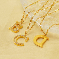 Collier Pendentif Femme en Or Plaqué 18K avec 26 Lettres Anglaises Incrustées de Diamants en Cristal, Bijoux de Luxe en Gros en Stock