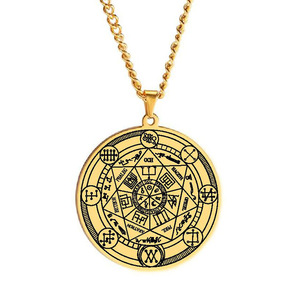 Collier pendentif unisexe en acier inoxydable avec sceau de la <span class=keywords><strong>Kabbale</strong></span> de Salomon et 7 archanges par Asterion Guardian Angel Jewelry - Product Image 1