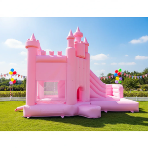 Wedding Party Fade-resistant PVC Materials pink Moonwalk Lightweight Inflatable Bouncer <b>Slide</b> Ball Pit <b>for</b> Toddlers 300-500kg - Product Image 4