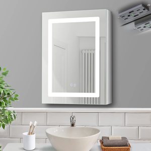 <span class=keywords><strong>Armoire</strong></span> à pharmacie éclairée <span class=keywords><strong>avec</strong></span> <span class=keywords><strong>prise</strong></span> <span class=keywords><strong>de</strong></span> courant 20x26 pouces <span class=keywords><strong>Armoire</strong></span> à pharmacie encastrée ou en surface pour salle <span class=keywords><strong>de</strong></span> bain <span class=keywords><strong>avec</strong></span> miroir <span class=keywords><strong>et</strong></span> lumières - Product Image 1