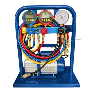 A/C dịch vụ phục hồi môi chất lạnh sạc trạm tiêm thiết lập với đôi giai đoạn bơm chân không 2cfm 5 Van đa dạng đo vacuu - Product Image 4