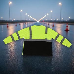 T-shirt réfléchissant personnalisé bicolore jaune fluorescent et noir pour la sécurité des travaux publics et minières - Product Image 3