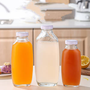 Vente en gros de flacon plat vide de 250ml 350ml 500ml bouteille en verre de jus de fruit frais de café infusé à froid avec couvercles bouteille de boisson de vin de whisky - Product Image 6