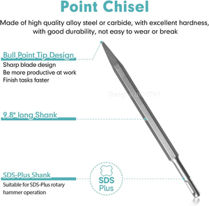 Wear-<strong>Resistant</strong> SDS PLUS/SDS MAX/HEX <strong>Hammer</strong> <strong>Drill</strong> Chisel Bits Wide Flat Point Scaling Chisels Tool for Concrete Brick Wall Rock - Product Image 4