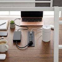 Multiprise encastrable 3 prises CA 2 ports USB Cordon plat Prise de bureau encastrée pour table de conférence îlot de cuisine