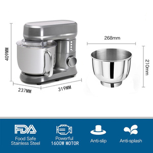Batidora de Alimentos Doméstica con Cuerpo Metálico, 6.5L, 1600W, Batidora Amasadora de Pie - Product Image 4