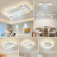 Ventilateur de plafond intelligent sans pales moderne avec éclairage LED, moteur DC et commande par télécommande/application/voix pour maisons, bureaux et hôtels