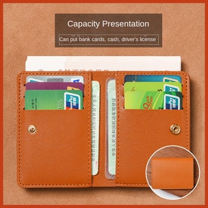 2025 nuevo Unisex geométrico corto impermeable PU plegable botón a presión pequeño para tarjeta de licencia de <span class=keywords><strong>conducir</strong></span> bolsa estudiante suave al por mayor - Product Image 5