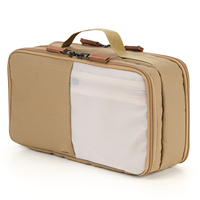 Sac de rangement pour câbles d'équipement photographique Tan avec doublure bleue contrastante, poignée supérieure, étui de voyage EDC, personnalisation de marque OEM ODM