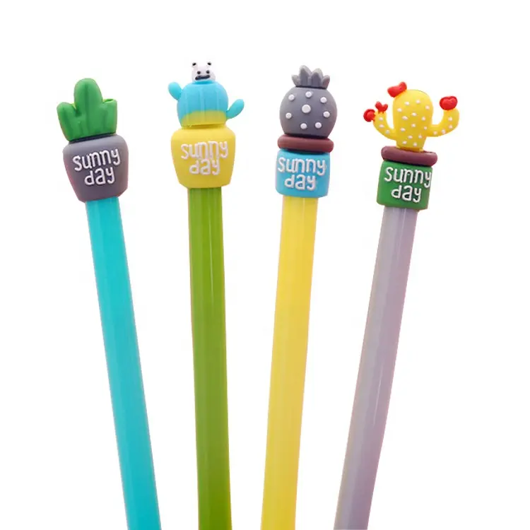 गर्म बेच स्वनिर्धारित ग्रीन की कैक्टस आकार बॉल पेन प्लास्टिक प्यारा उपहार बच्चों के लिए