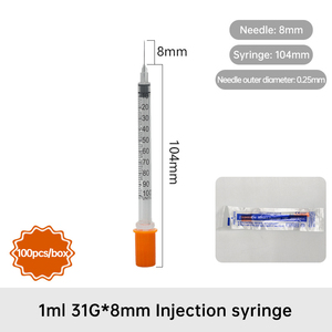 बाँझ सुरक्षा दर्द रहित इंसुलिन सिरिंज 1 मिली 31 ग्राम 8 मिमी ल्यूलर लॉक टिप चिकित्सा डिस्पोजेबल इंसुलिन सुई पशु पशु पशु पशु पशु पशु चिकित्सा सिरिंज - Product Image 5