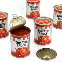 Boîte de conserve alimentaire vide en fer blanc de 100g, 200g, 300g, 500g pour sauce tomate avec opercule à anneau et impression sérigraphiée