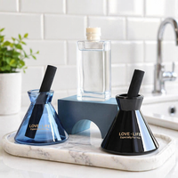 Diffuseur d'arômes en verre mat style nordique Posee Beauty, avec bouchon et bâtonnets en rotin, 100 ml, pour sérum de soin de la peau, impression sérigraphique