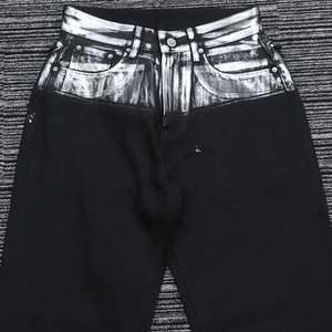 Jean droit noir foncé personnalisé style streetwear audacieux et avant-gardiste avec panneau de taille recouvert de feuille d'argent - Product Image 4