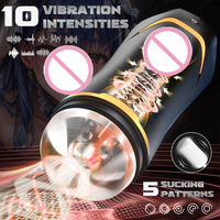 2-in-1 Vibrierender Elektrischer Saugmasturbator Automatische Saugfunktion Männlicher Masturbationsbecher für Erwachsene Sexspielzeug