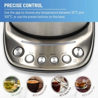 Hervidor Eléctrico Inteligente de Acero Inoxidable con Wi-Fi, Programable, Anti-Secado, de 1.7L para Té Verde y Café Negro, para Uso en el Hogar y la Oficina