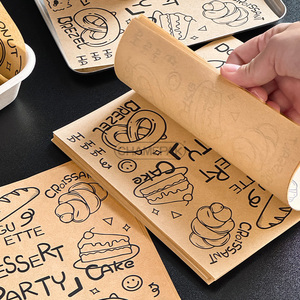 Tùy Chỉnh In Logo Thân Thiện Với Môi PE Tráng Hai Mặt Cấp Thực Phẩm Mỡ Bằng Chứng Giấy Bọc Bánh Mì Bằng Chứng Dầu Giấy Nướng Bánh Mì Giấy - Product Image 1