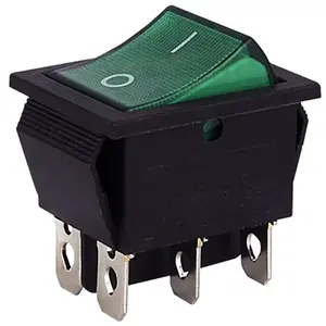 quality 20A 250VAC ON-OFF Symbol printed 6 pin double pole single throw (2p1t) led lighted rocker switch