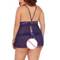 Lingerie Érotique Grande Taille 5XL, Nuisette Babydoll Transparente en Dentelle pour Femme, Sous-vêtements Sexy à Col V sans Manches, Vêtement de Nuit Sensuel