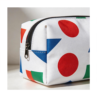 Pochette cosmétique imprimée de formes géométriques, motif cercle, triangle, carré, fermeture éclair, organisateur de maquillage pour le rangement quotidien et les voyages