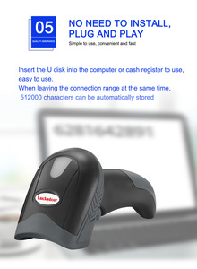 Used Wired CCD Barcode <strong>Scanner</strong> 1D 2D QR USB Handheld - Product Image 6