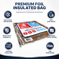Sac isotherme pliable personnalisé, imperméable, pour la livraison de nourriture, maintien au frais pendant 48 heures
