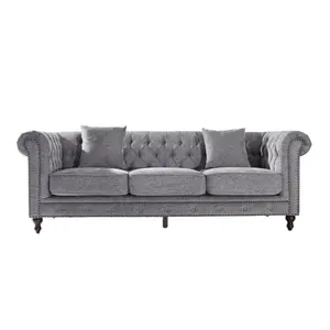 Европейский классический винтажный 3-местный диван для гостиной, кожаный роскошный диван-трансформер Chesterfield