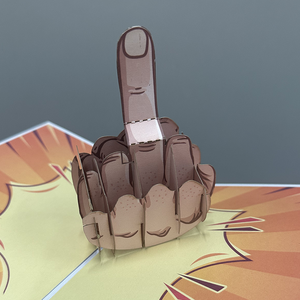 การ์ดอวยพรนิ้วกลางสำหรับ<span class=keywords><strong>เพื่อน</strong></span>ดีไซน์ใหม่การ์ดรูปทรงสี่เหลี่ยมผืนผ้าสีเหลือง3D ตลกป๊อปอัพดีไซน์มาใหม่ - Product Image 3