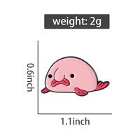 Broche en émail et métal en forme de poisson Blobfish rose, mignonne, motif Grief Blobfish, badge pour sac à dos et revers, bijou, cadeau pour enfant et ami